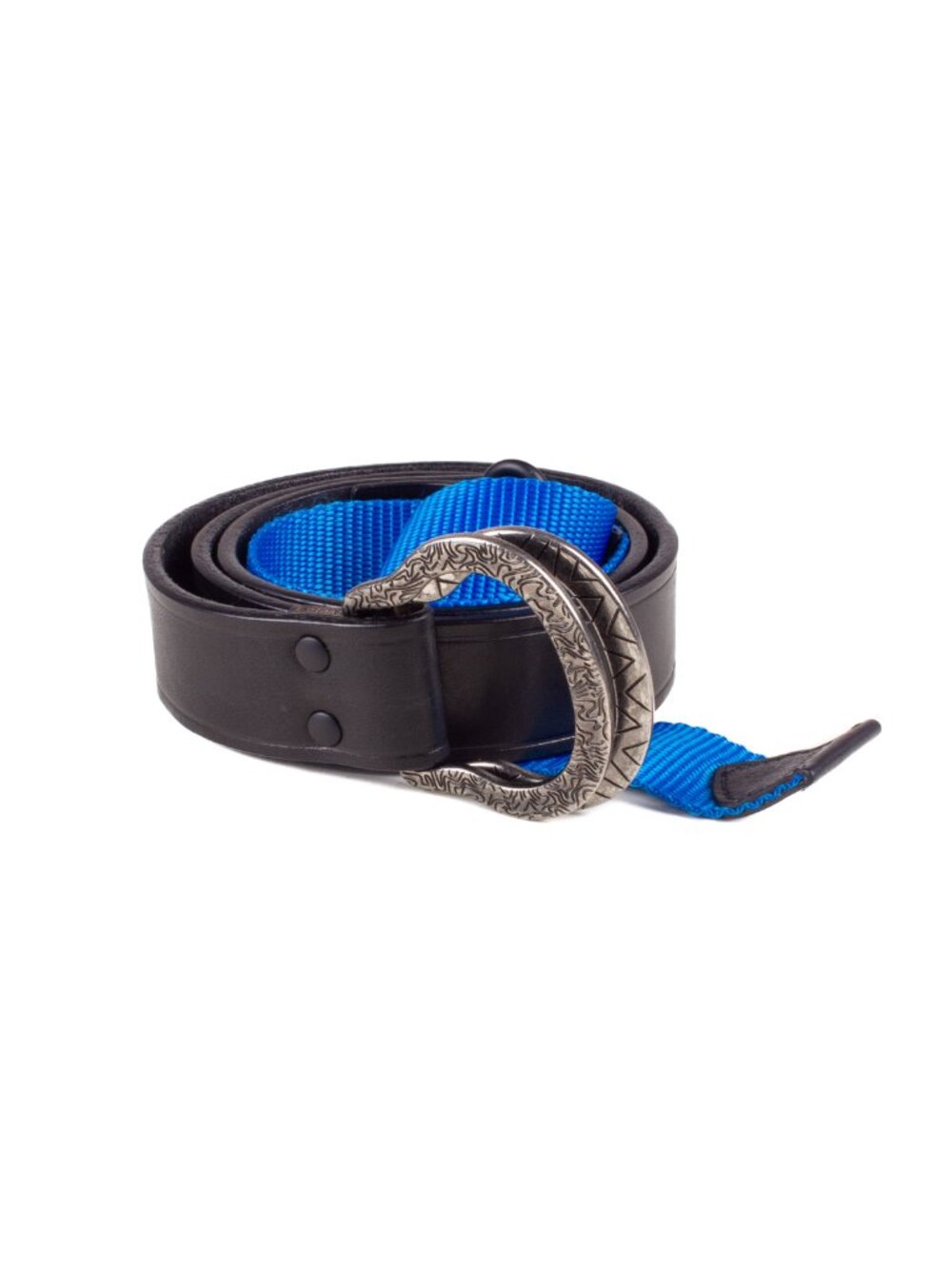 LANVIN Black Blue 2-Tone Nylon Leather Belt